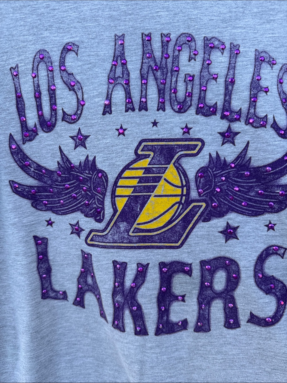 Los Angeles Lakers Graphic Tee with Purple Stud Accents.XL